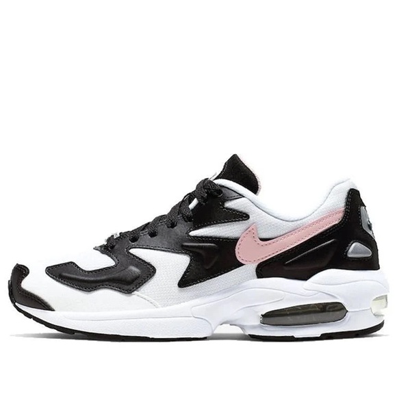 Nike Shoes - Nike Women's Black and White Sneakers with Pink Accent - Air Max 2 Light